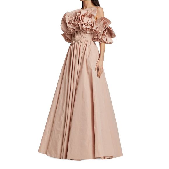 Jason Wu Collection Off-The-Shoulder Ruffle Taffeta Gown - Picture 3 of 13
